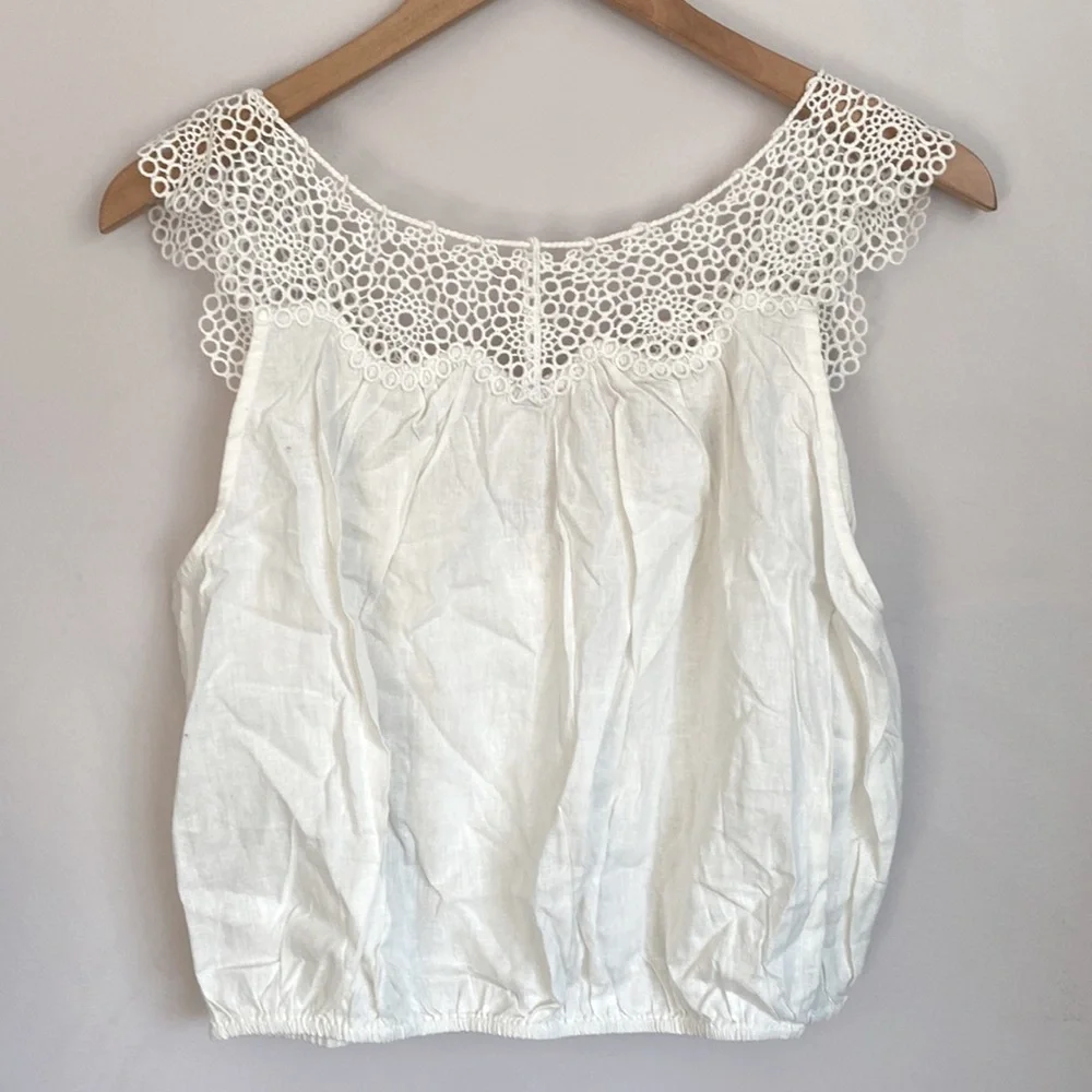 (BN1) Free People Clover Croft Tank‎ Top in White, Size Small, NWT